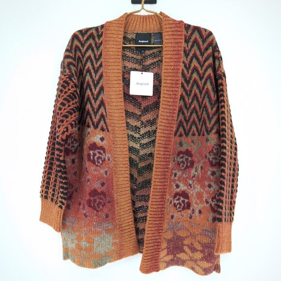 Desigual Arezzo Chunky Oversized Open Cardigan Sweater w Pockets - Size XS - NWT - Picture 2 of 15